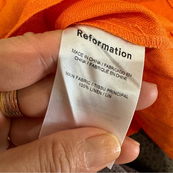 Reformation Dory Linen Dress in Orange Halter Neckline Faux Wrap Mini NWT - Picture 11 of 11